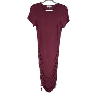 Calvin Klein Burgundy T-Shirt Dress with Side Drawstring Size 6 Oxblood Dress